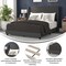 Merrick Lane Percy Modern Platform Bed with Padded Channel Stitched Upholstered Wingback Headboard and Underbed Clearance